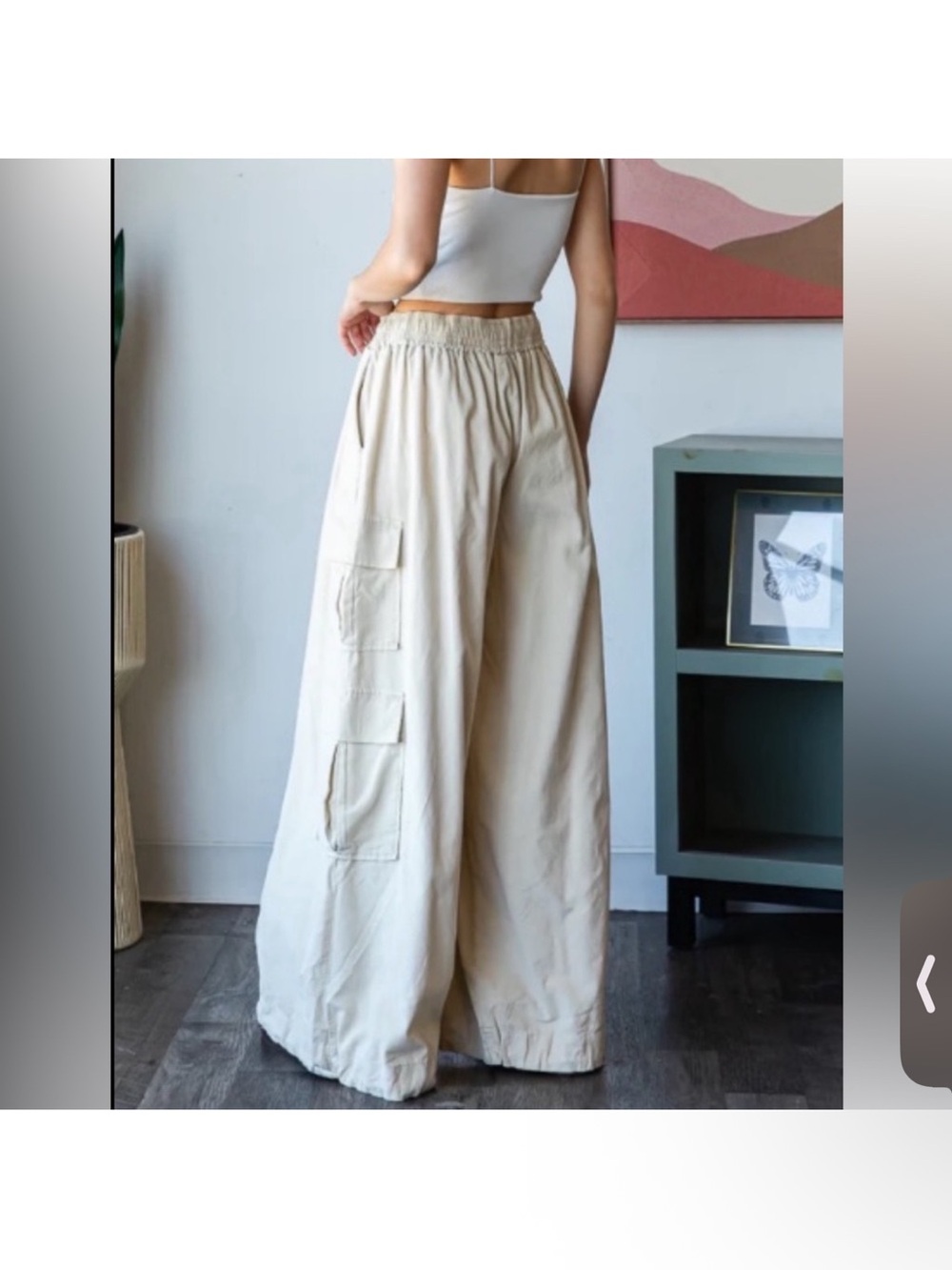 Oli & Hali Cream Wide-Leg Cargo Pants corduroy cinch bottom medium new
